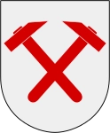 Skinnskattebergs kommuns stadsvapen.
